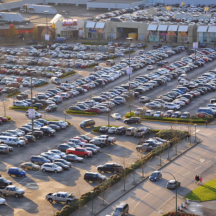 Cars in a crowded parking place