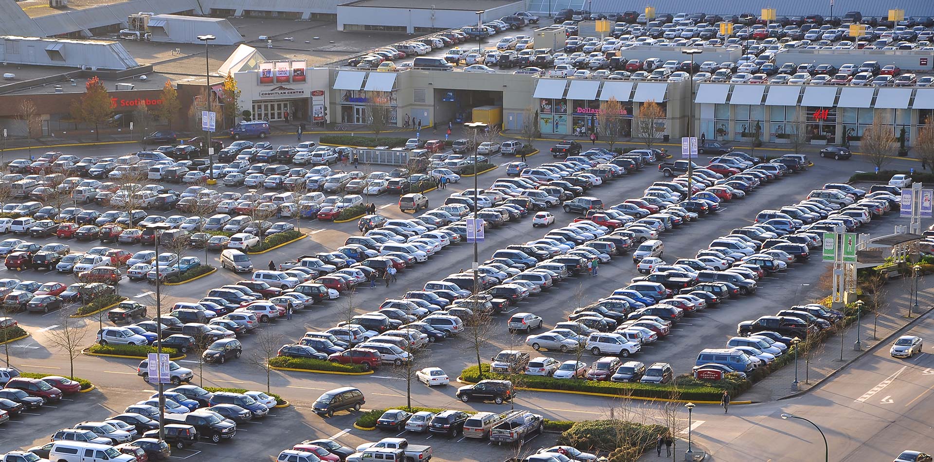 Cars in a crowded parking place